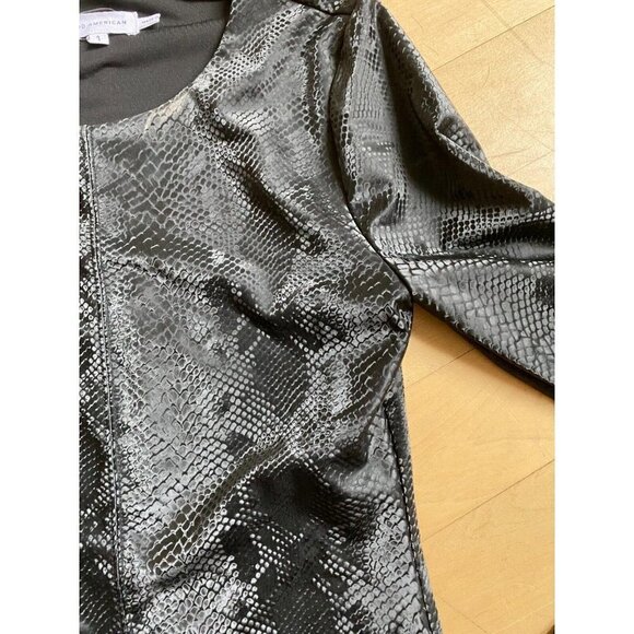 GOOD American BNWOT Womens Black Snakeskin Bodysuit Long Sleeve Thong Back - Picture 5 of 8